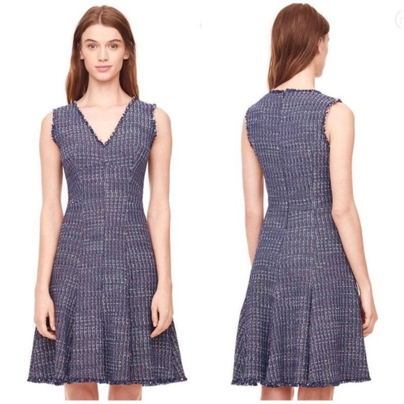 Rebecca Taylor Dresses & Skirts - Rebecca Taylor Blue/Pink Sleeveless Tweed Fit & Flare Dress Size 8